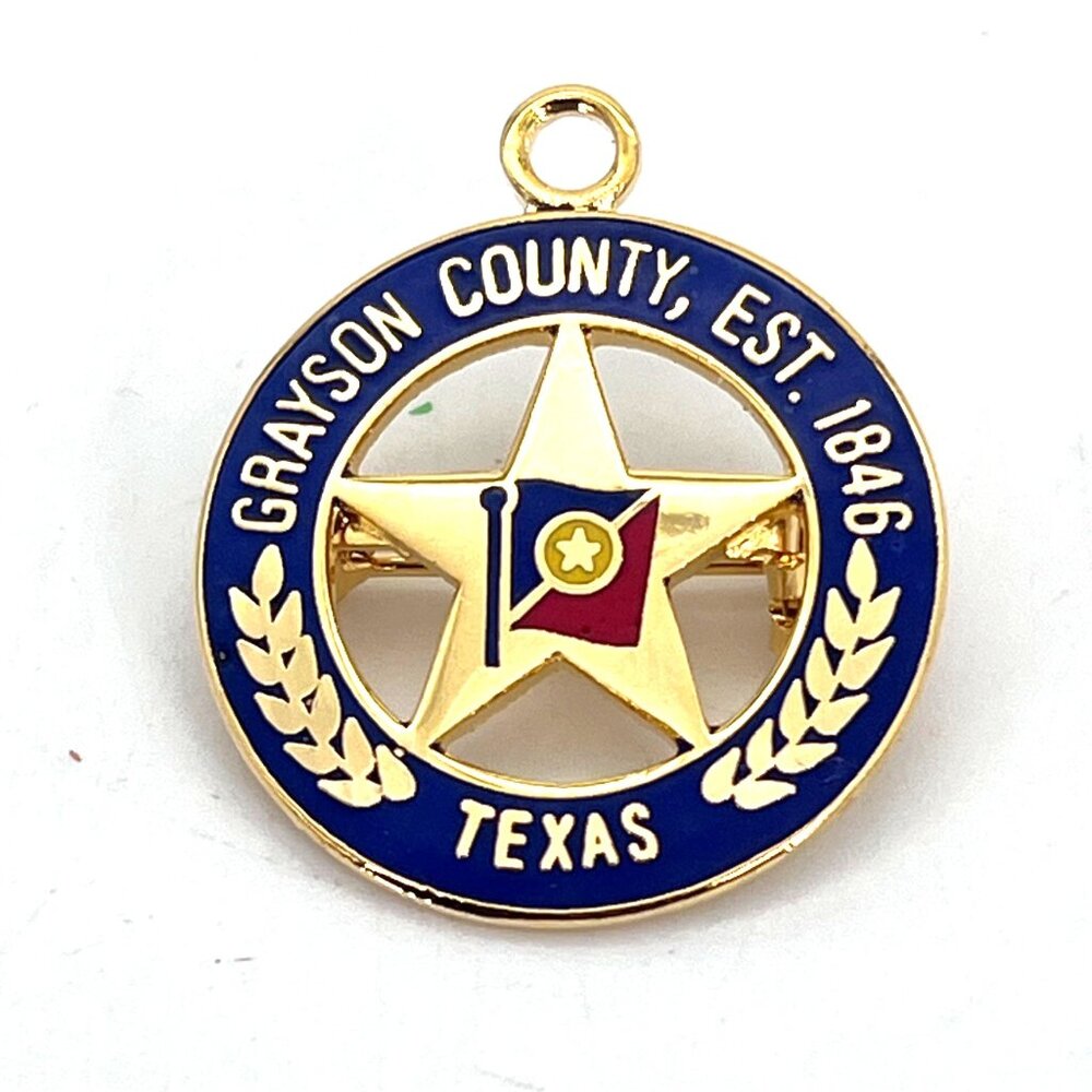 Grayson County Texas Est. 1846 Commemorative Pin Badge Necklace Pendant New